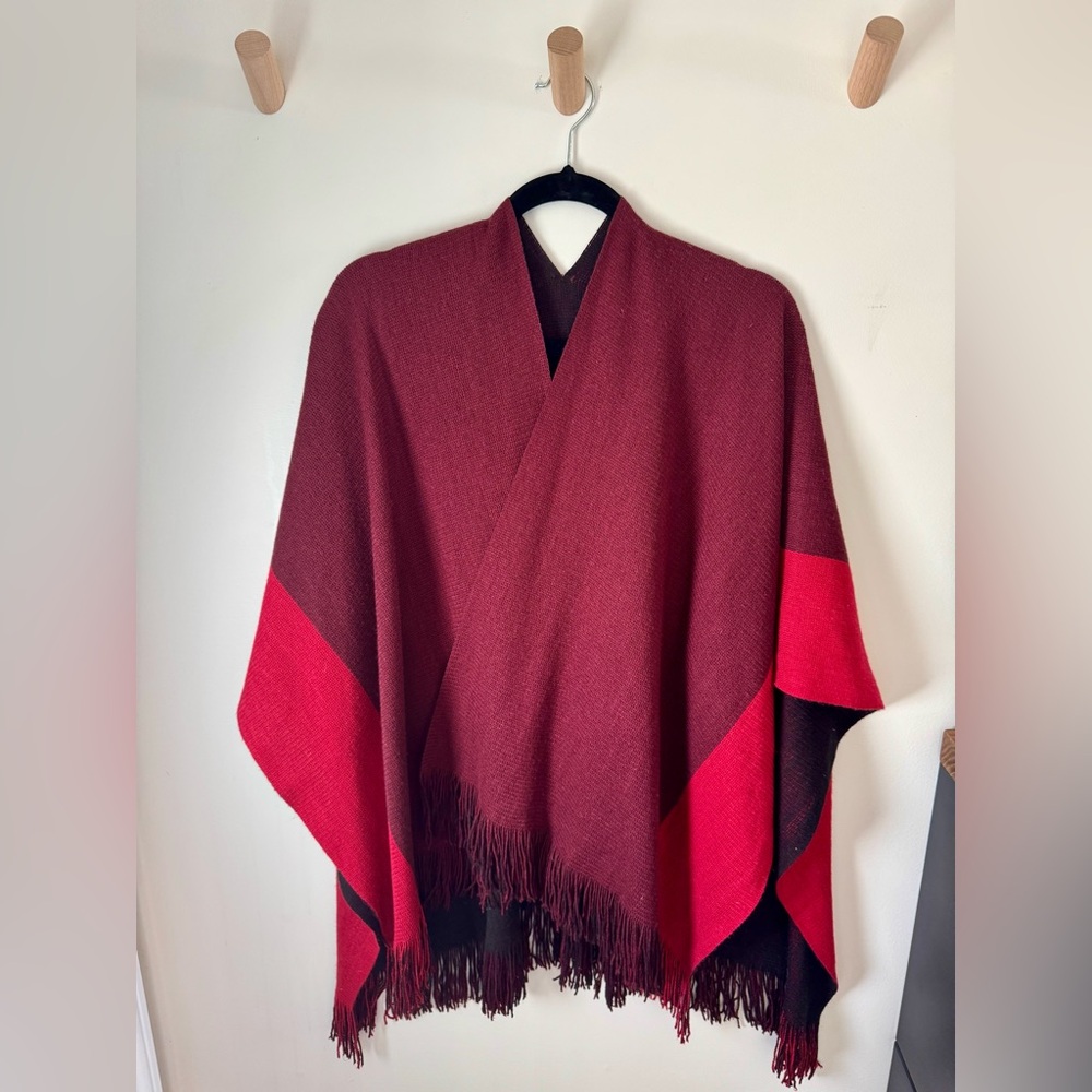 Reversible Knit Poncho Cape Wrap